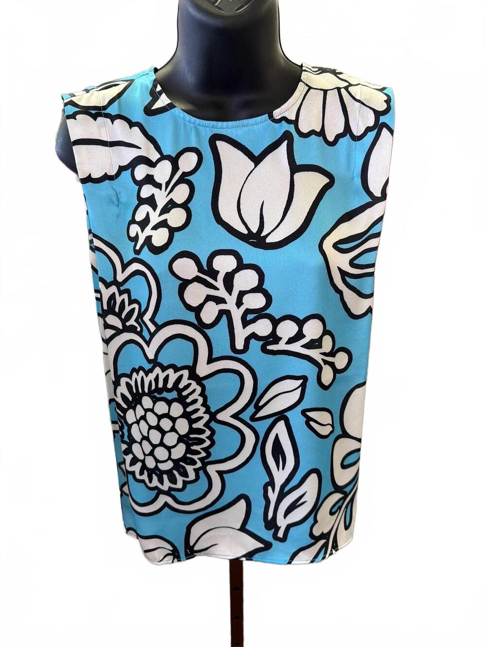 NEW JADE & JOY JOY women's the capri bloom top in turquoise blue